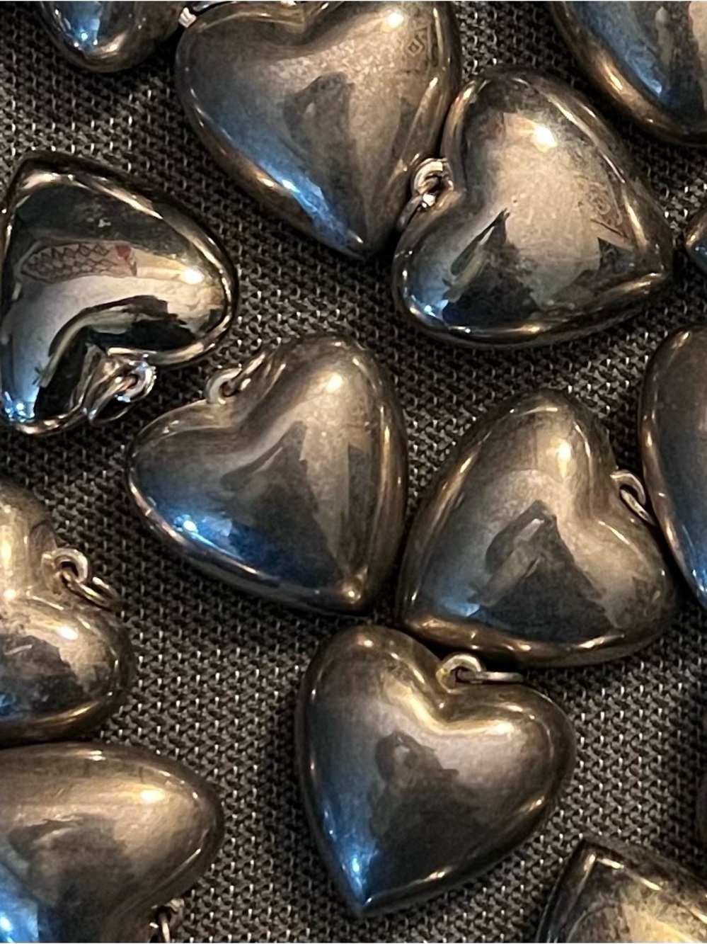 Silver plated puffed heart pendants